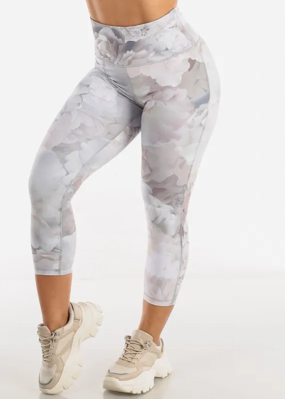 MONO B Activewear High Waisted Capri Leggings Floral made by Moda