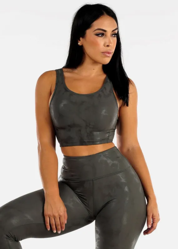 MONO B Metallic Foil Cut Out Back Sports Bra sold by Moda