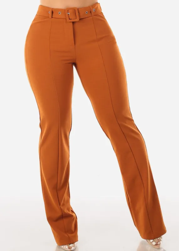 High Waisted Wide Leg Stretch Pants Camel sold by Moda