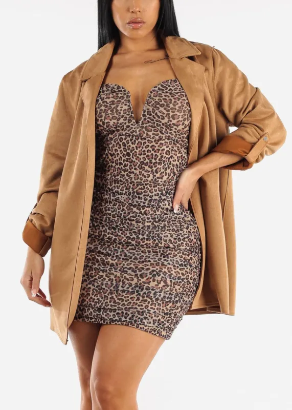 Long Sleeve Suede Coat Camel sold by Moda