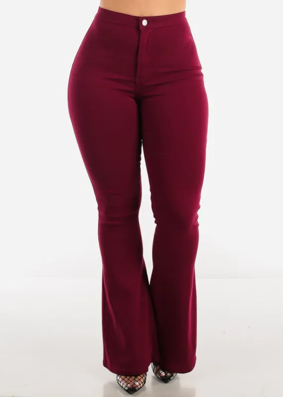 Super Stretch High Waisted Burgundy Bell Bottoms sold by Moda