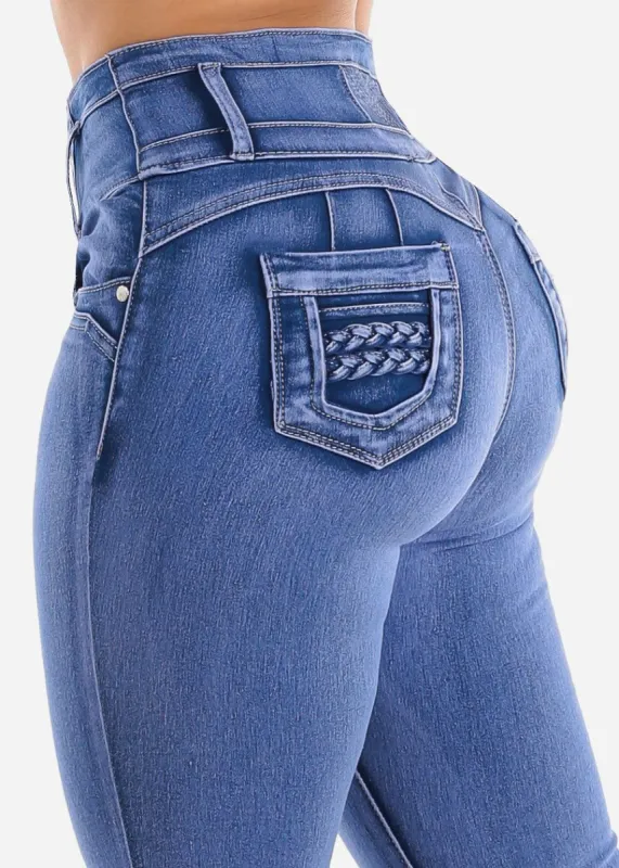 Super High Rise Butt Lifting Skinny Jeans Light Sand Wash sold by Moda