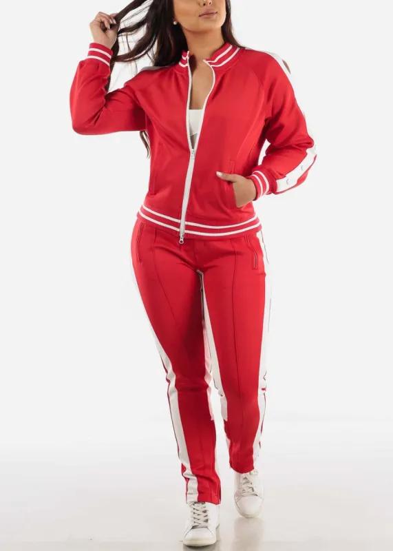 Red and White Tracksuit (2 PCE SET) sold by Moda