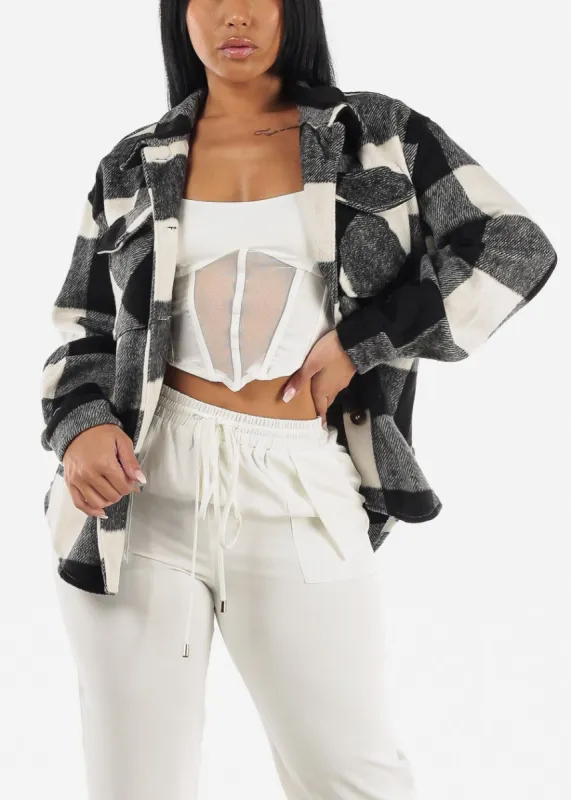 Black & White Soft Button Up Shacket made by Moda