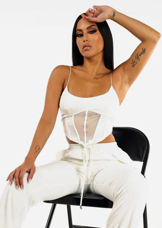 Sleeveless White Crop Top sold by Moda