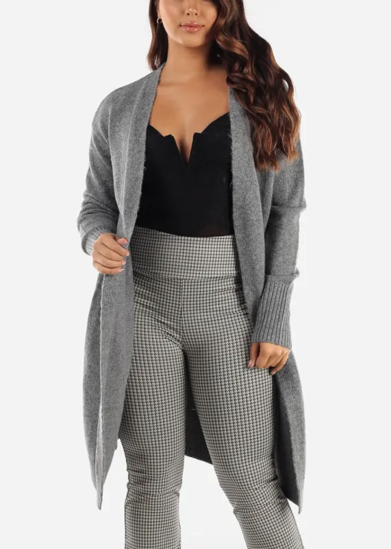 Long Sleeve Grey Maxi Cardigan w Pockets sold by Moda