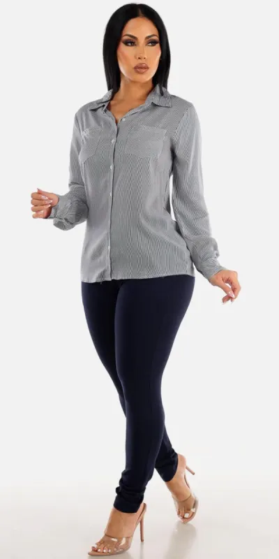 Navy Skinny Stripe Shirt Set sold by Moda