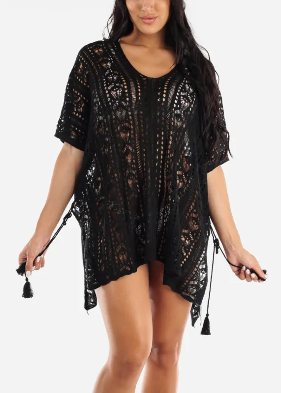 Black Knitted Cover Up Lace Up Sides sold by Moda