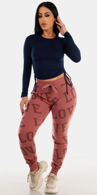 Mauve Jogger Sweatpants Outfit sold by Moda