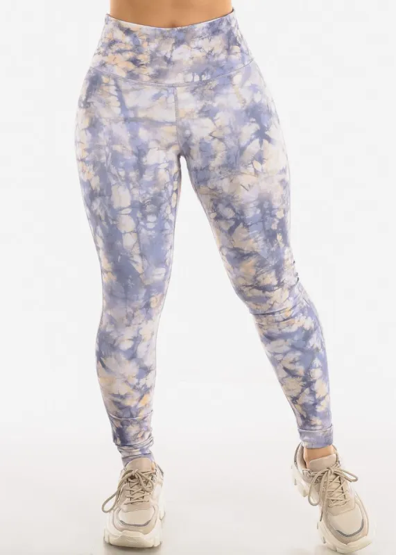 High Waisted Tie Dye Activewear Leggings Purple sold by Moda