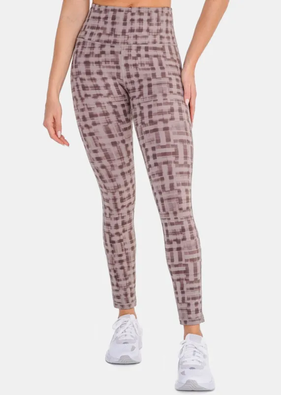 High Waisted Printed Activewear Leggings Taupe sold by Moda