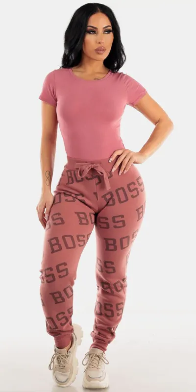 Printed Jogger Sweatpants Ensemble sold by Moda