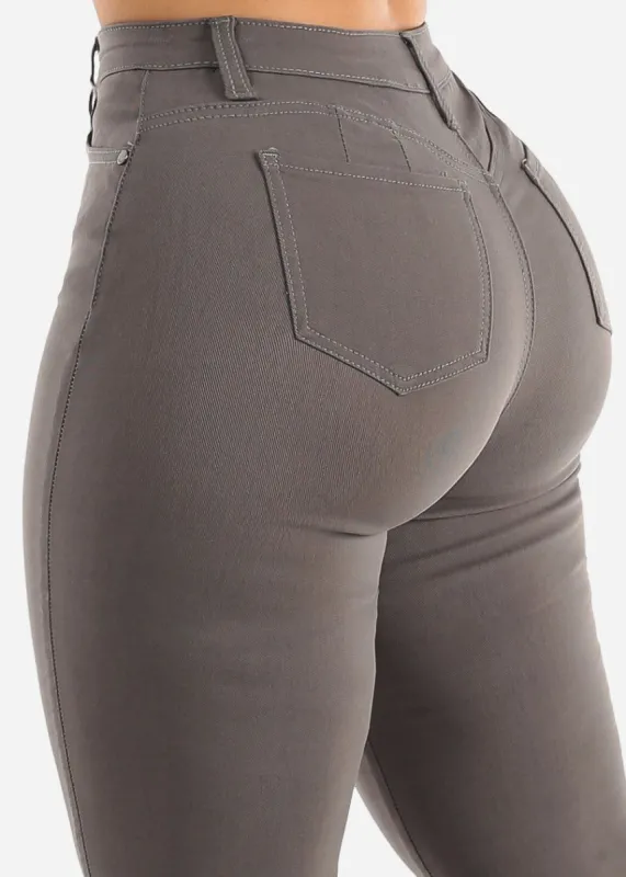 Butt Lifting Hyper Stretch Skinny Pants Dark Grey sold by Moda