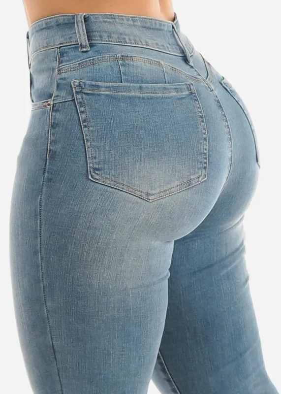 Super High Waisted Butt Lifting Blue Skinny Jeans sold by Moda