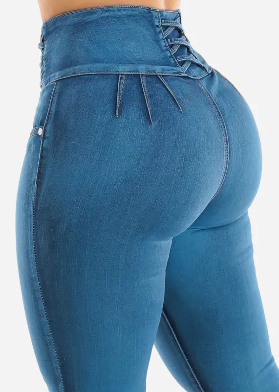 Super High Waist Levantacola Skinny Jeans Sand Wash sold by Moda