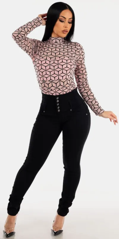 Black Denim Skinny Ensemble sold by Moda