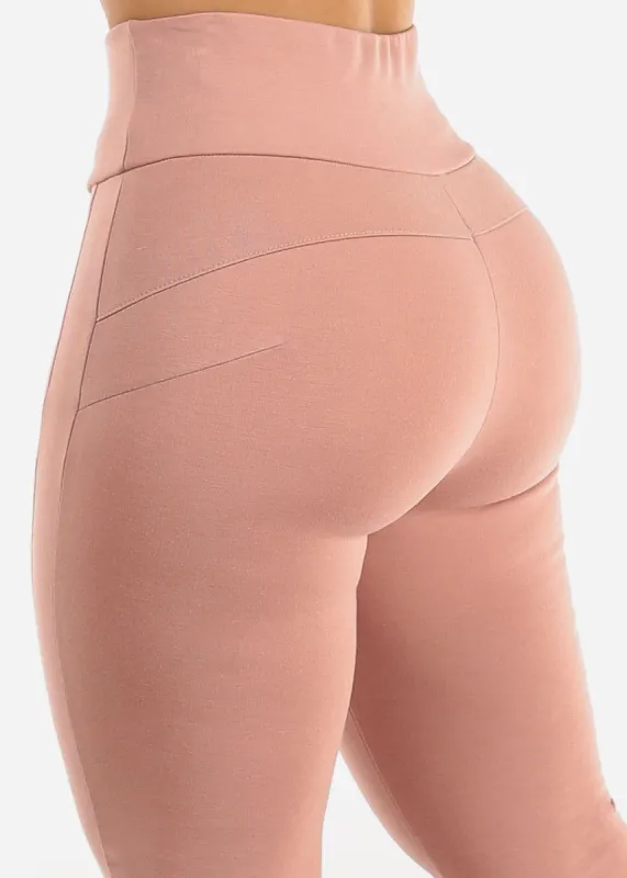 Butt Lifting High Waist Pull On Skinny Pants Mauve sold by Moda