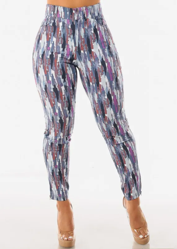 Super High Waist Printed Dressy Skinny Pants Multicolor sold by Moda
