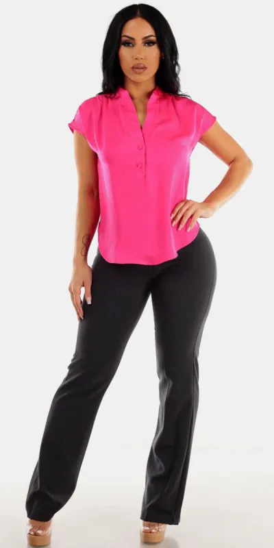 Charcoal Bootcut Pants Blouse Set sold by Moda