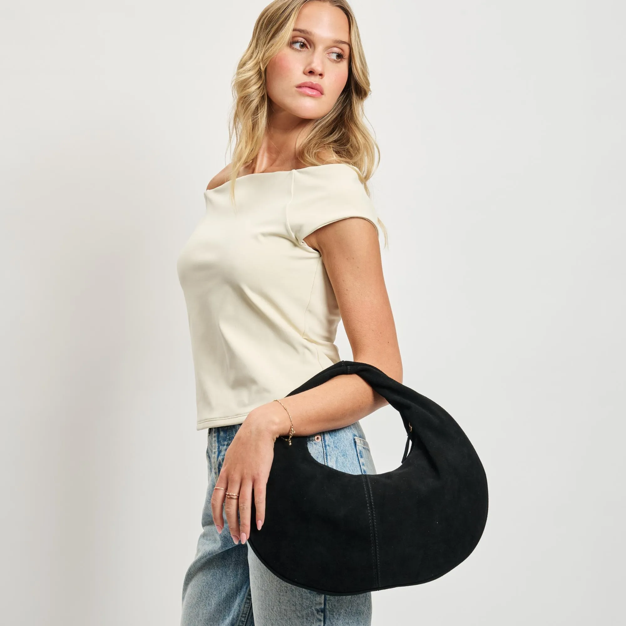 Farrah - Suede Hobo sold by Moda Luxe product image thumbnail 2