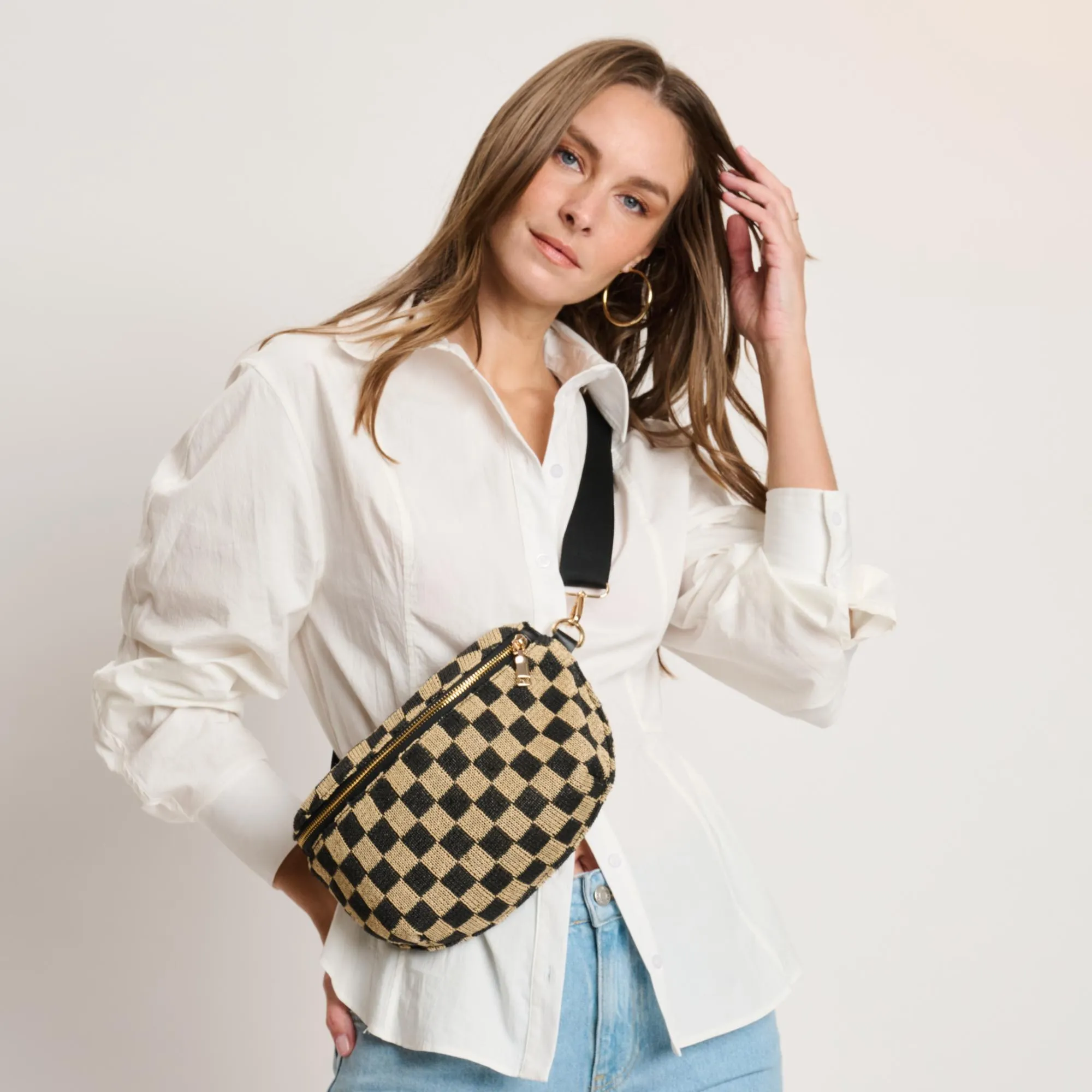 Gizelle - Large Checker Belt Bag sold by Moda Luxe