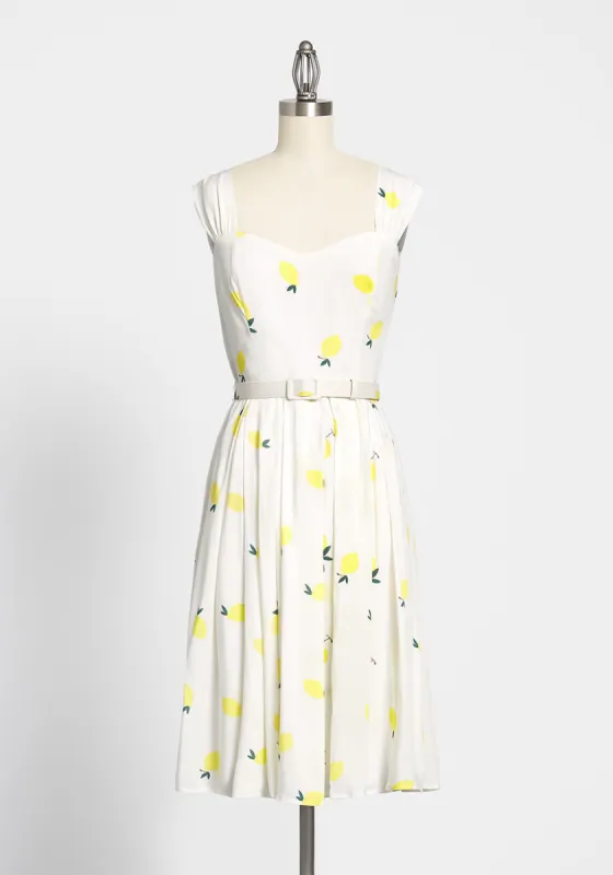 ModCloth x Collectif Sippin' Lemonade Belted Dress sold by Modcloth
