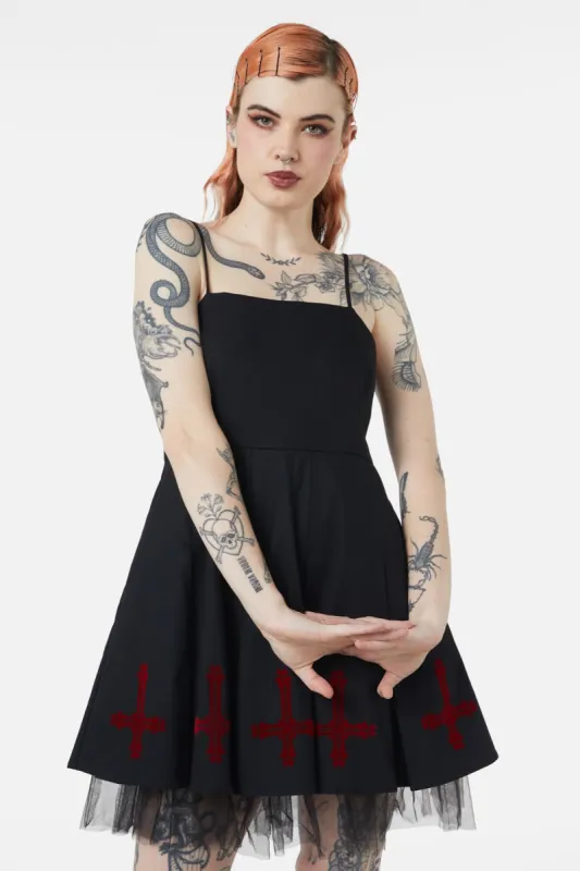 Hail Lilith Flocked Hem Bustier Dress sold by Modcloth
