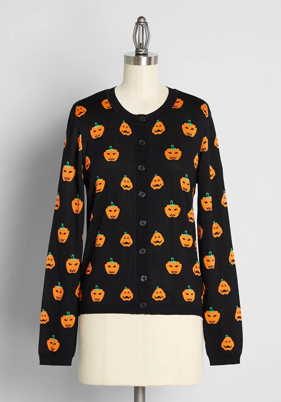 Pumpkin Patch Party Cardigan sold by Modcloth