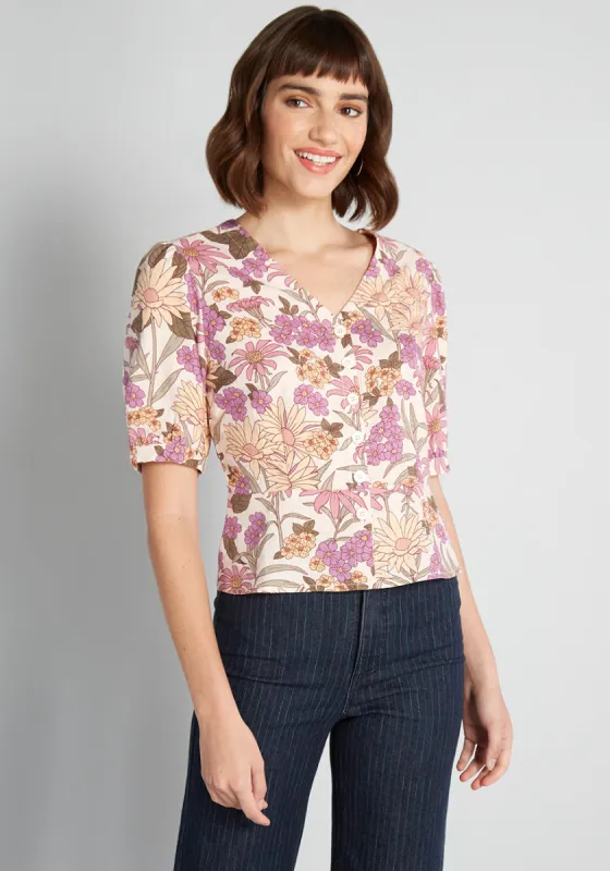 Groovy Gardens Button-Up Blouse sold by Modcloth