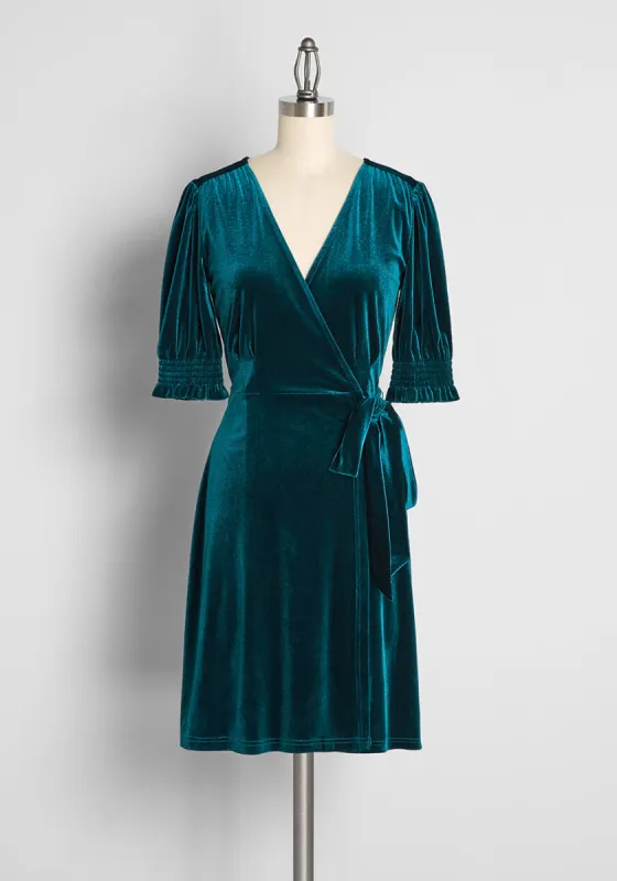 Wrapped in Elegance Velvet Mini Dress sold by Modcloth