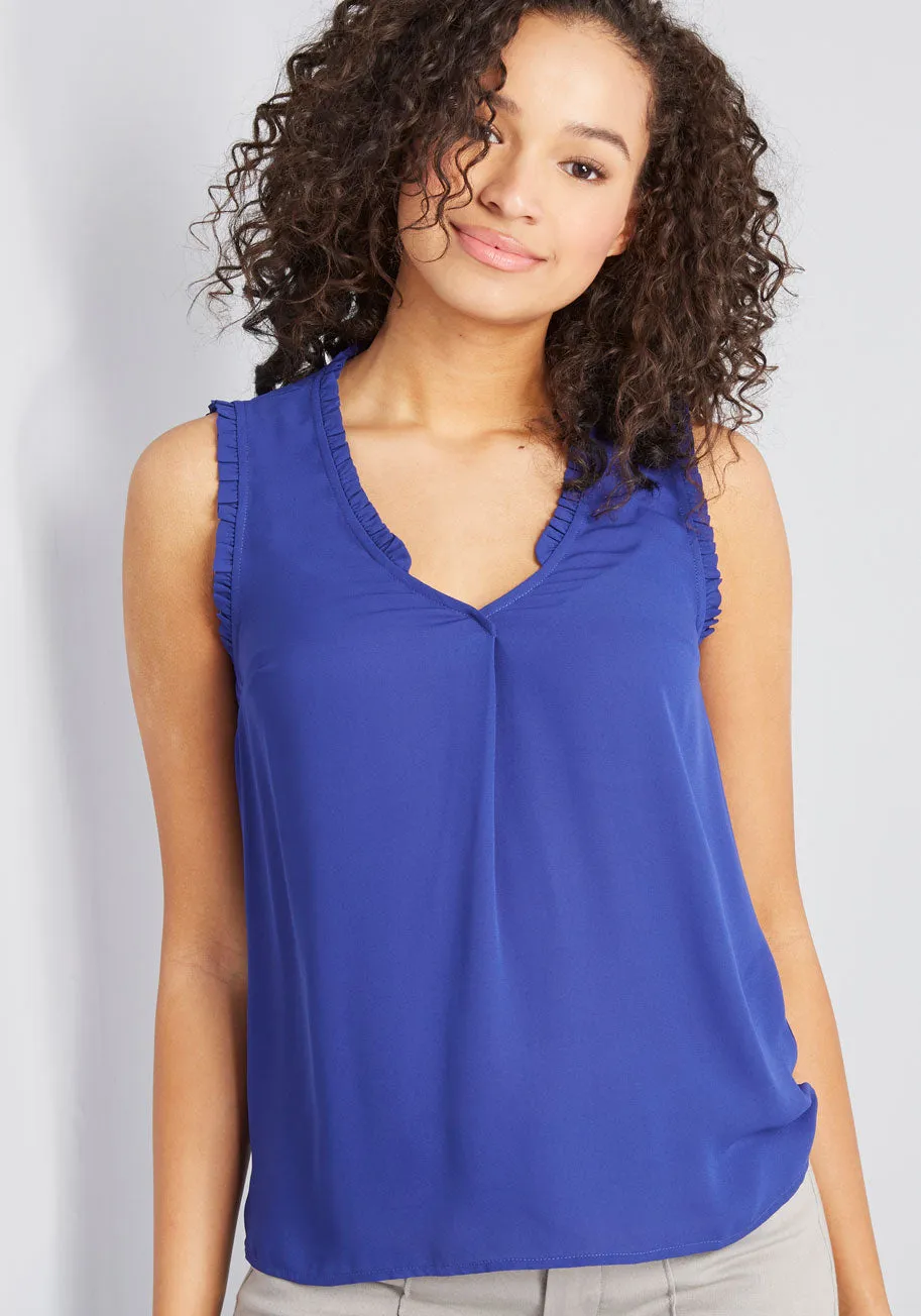 For a Fact Ruffle Blouse sold by Modcloth