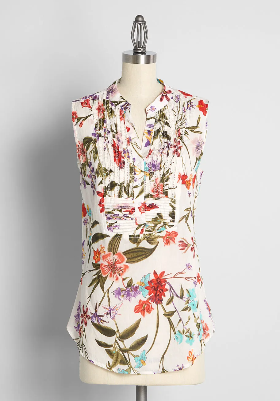Just Breezing By Sleeveless Shirt sold by Modcloth