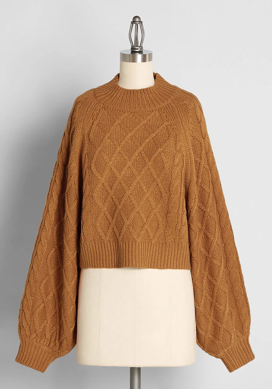 Crossing My Mind Cable Knit Sweater sold by Modcloth