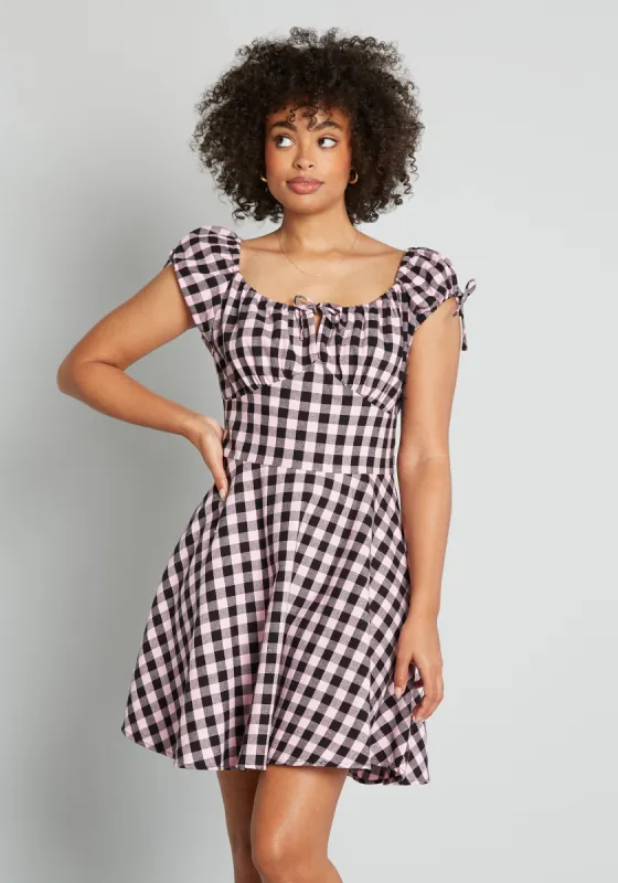 Attitudes In Check A-Line Dress sold by Modcloth