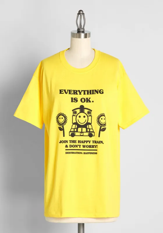 Hop On The Happy Train Graphic Tee sold by Modcloth