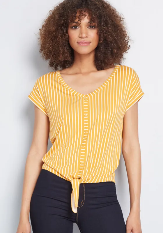 Timely Arrival Tie Waist Top sold by Modcloth