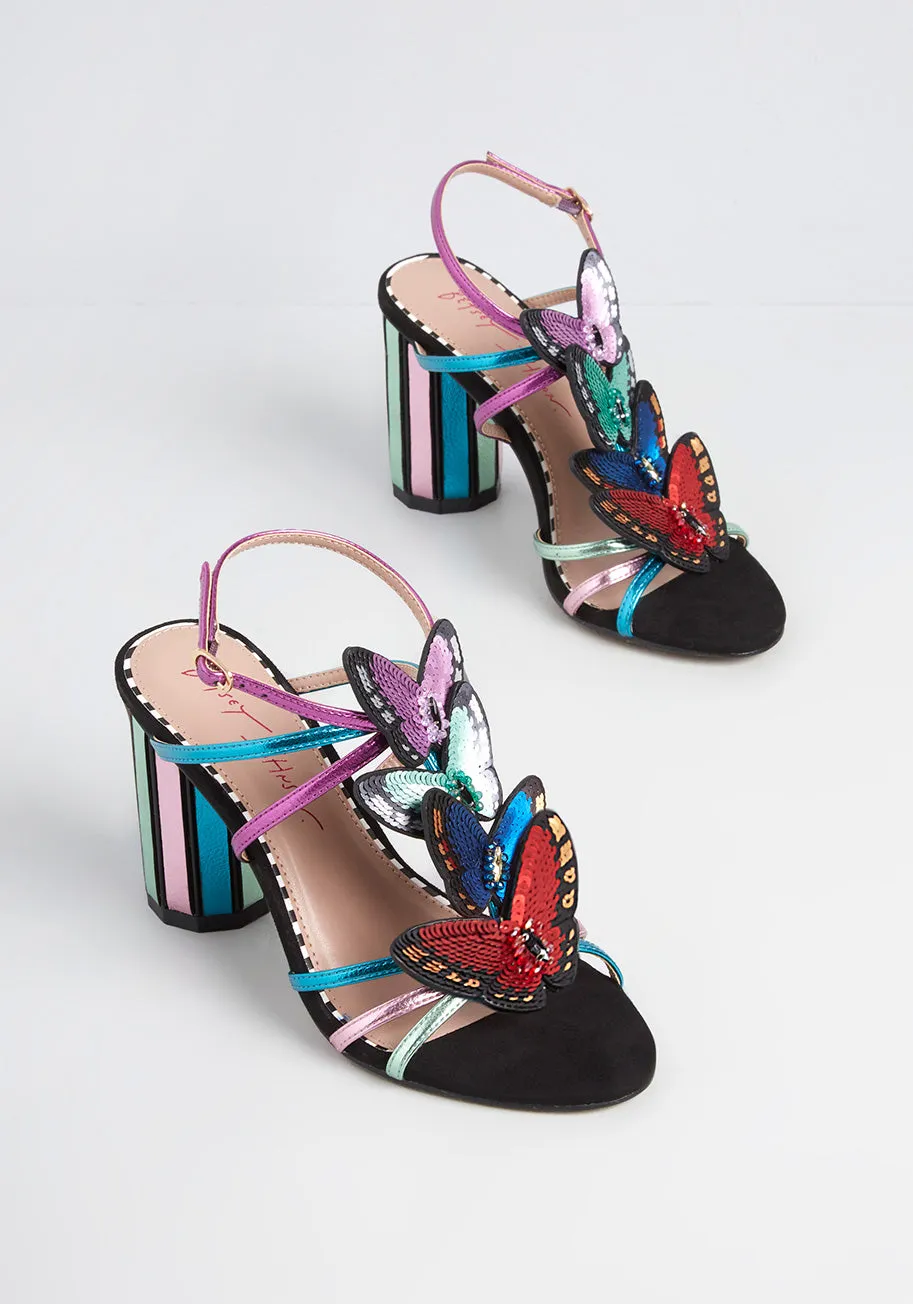 On Butterfly Lane Heeled Sandal sold by Modcloth