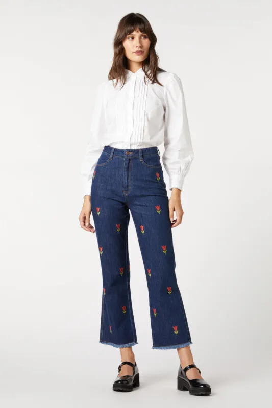 Tulip Embroidered Jean made by Modcloth