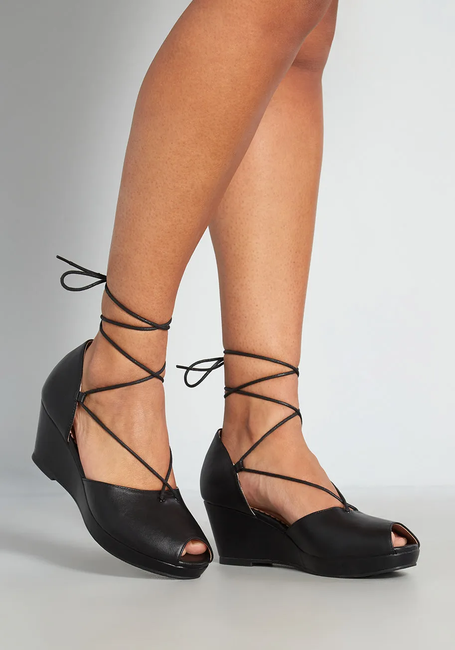 Lulu Hun x Collectif Cross My Heart Hope to Tie Wedge sold by Modcloth