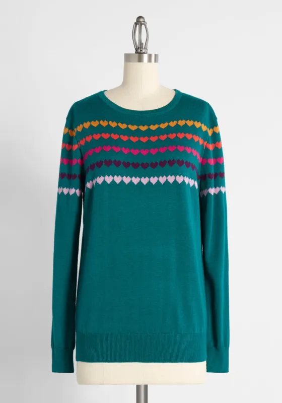 Heart on the Line Pullover Sweater sold by Modcloth