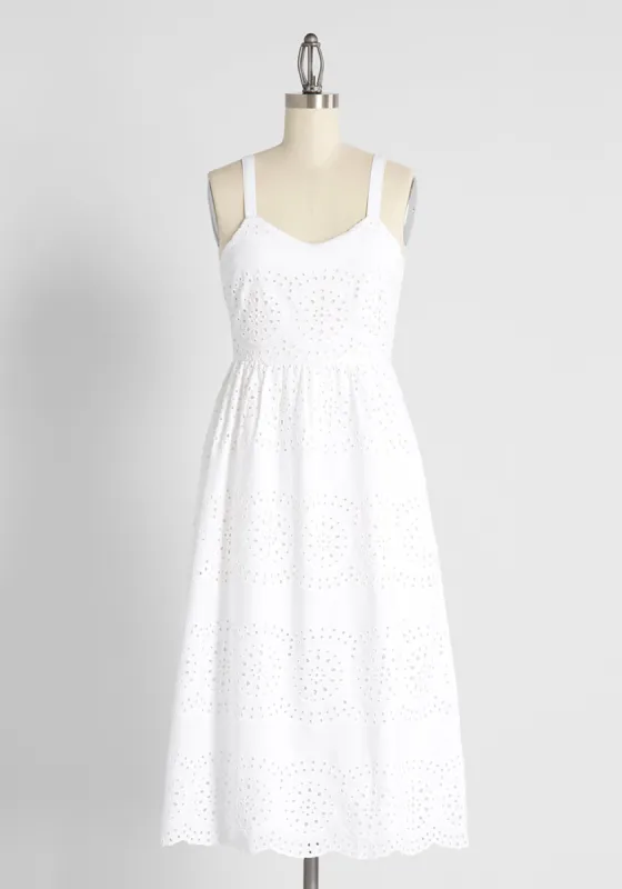 Caught My Eyelet Cotton Sundress sold by Modcloth
