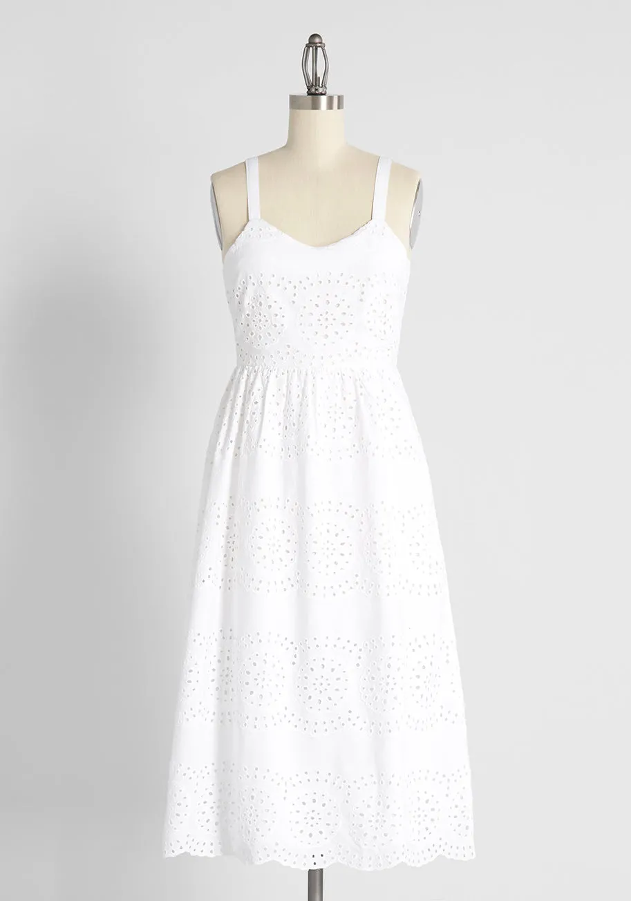Caught My Eyelet Cotton Sundress sold by Modcloth