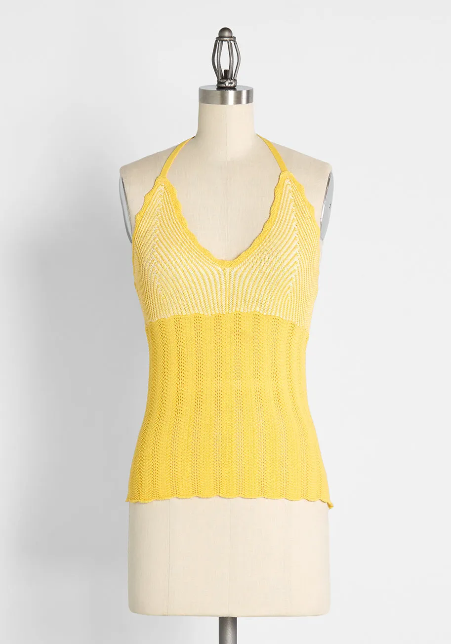 Sun Rays For Days Crochet Halter Top Butter sold by Modcloth