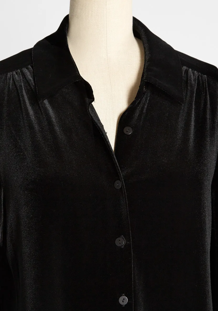 Be Buzzworthy Velvet Button-Up Top sold by Modcloth product image thumbnail 3
