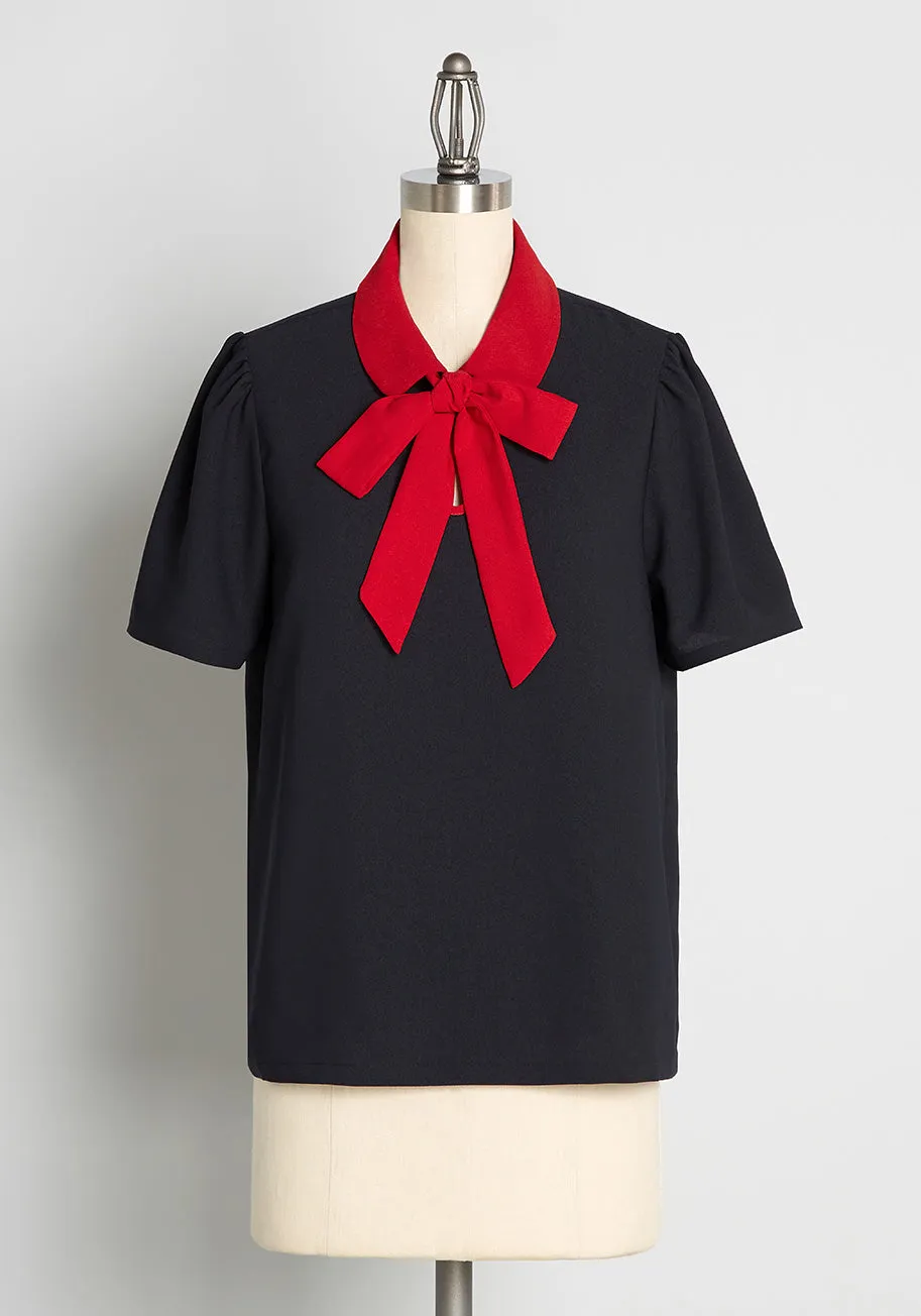 Positive First Impressions Tie-Neck Blouse sold by Modcloth