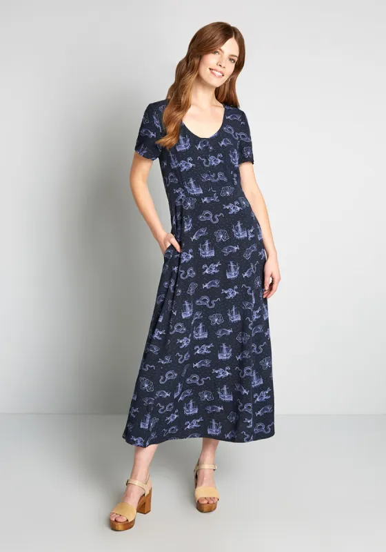 Rolling In The Deep Sea Maxi Dress sold by Modcloth