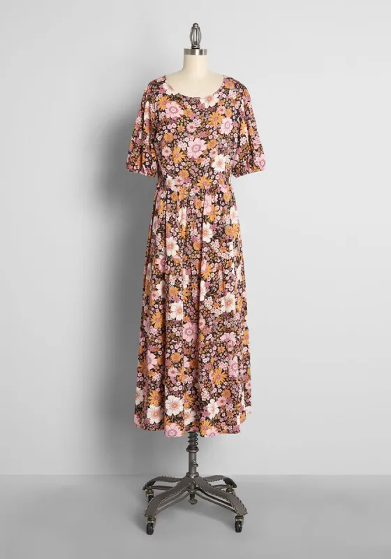 ModCloth x Princess Highway Floral Harvest Midi Dress sold by Modcloth