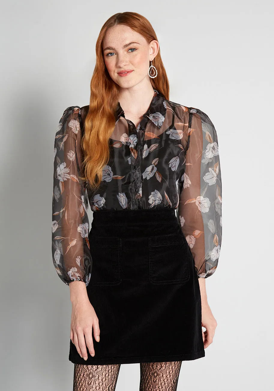 Gauzy Gardens Top sold by Modcloth