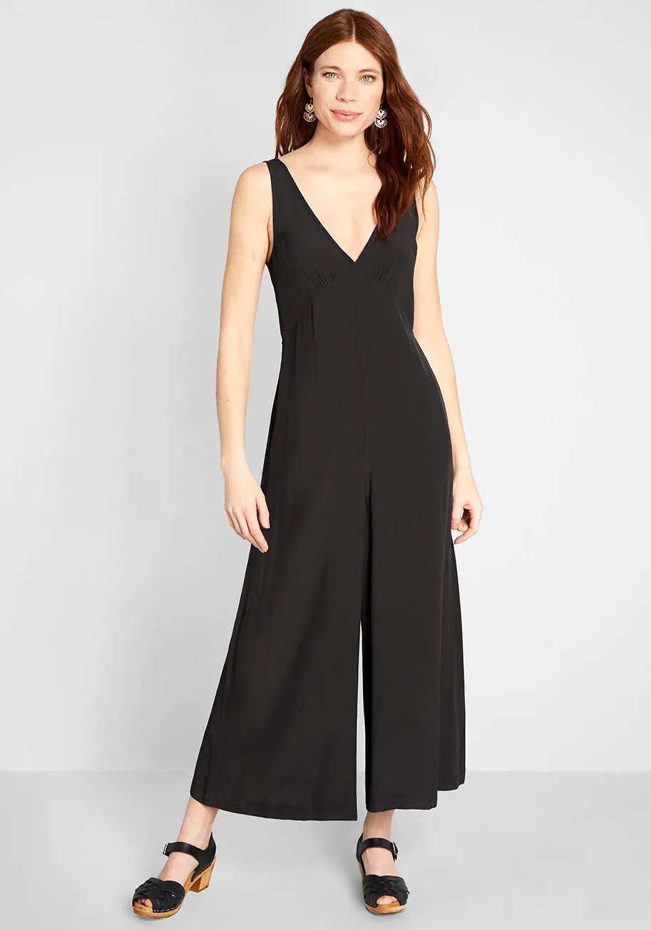 Bon Voyage V-Neck Jumpsuit sold by Modcloth