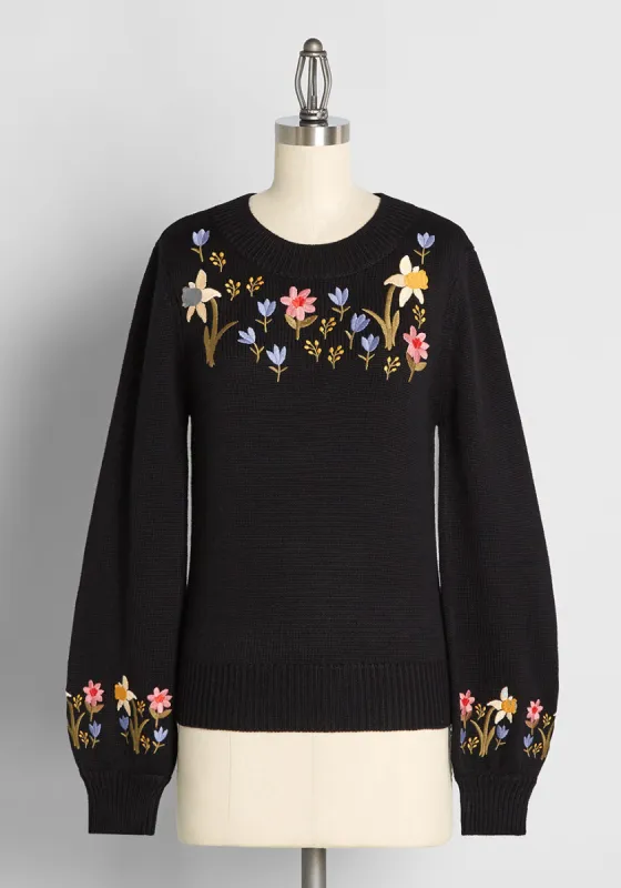Garden Graces Embroidered Sweater sold by Modcloth